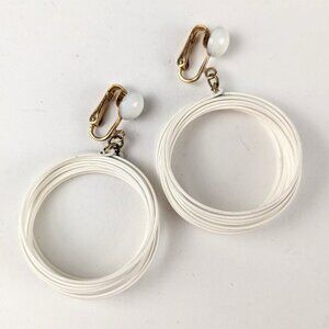 Vintage White Multi-Layer Hoop Clip-On Earrings